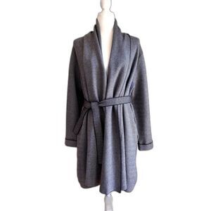 Zara Chevron Knit Belted Long Cardigan Sweater Womens Size S Over-Sized